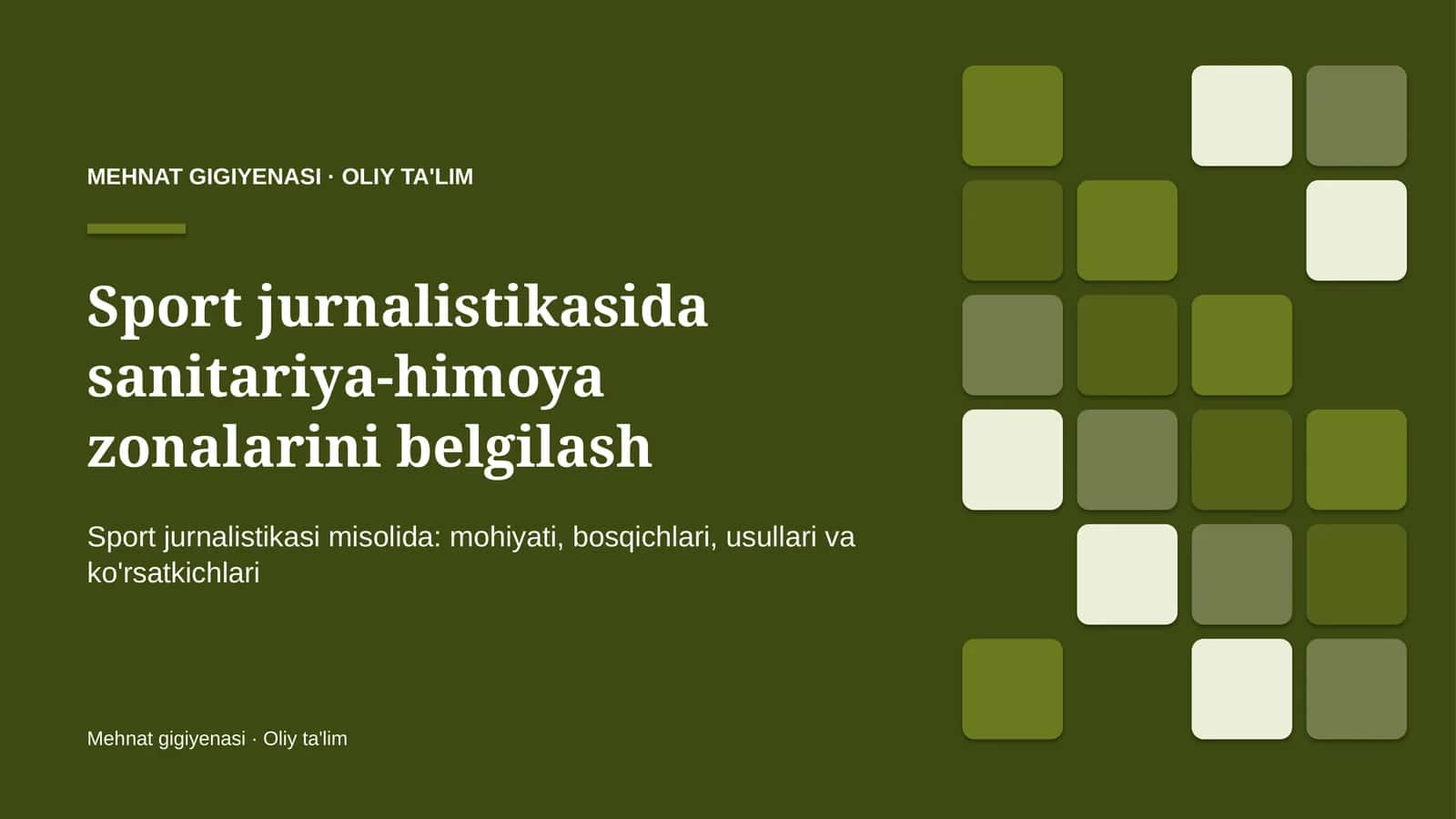 Sport jurnalistikasida sanitariya-himoya zonalarini belgilash