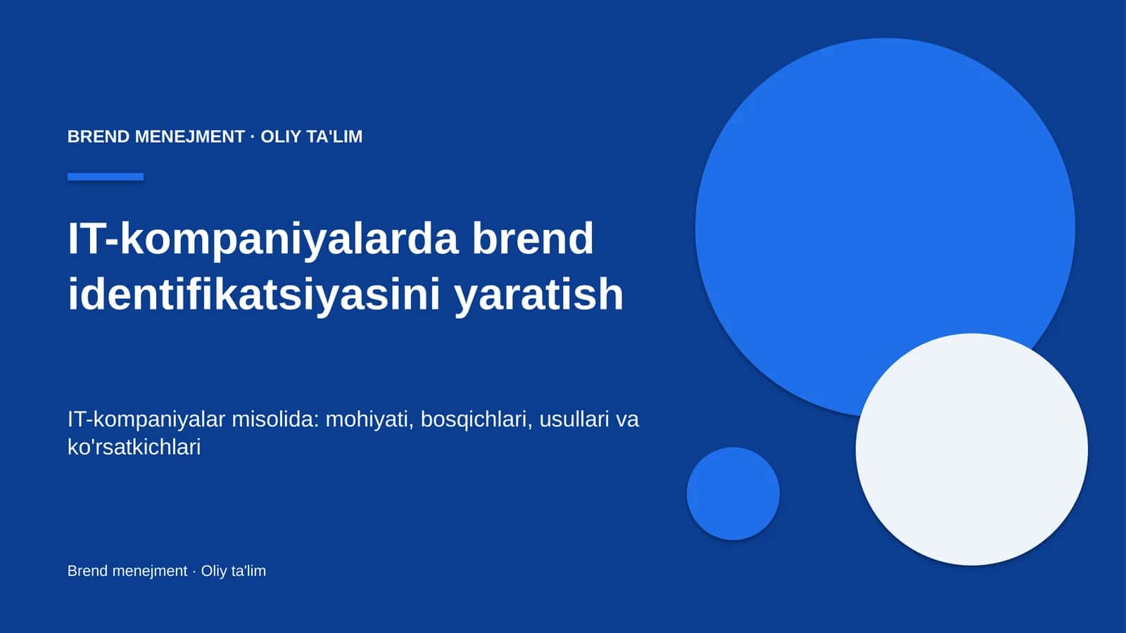 IT-kompaniyalarda brend identifikatsiyasini yaratish