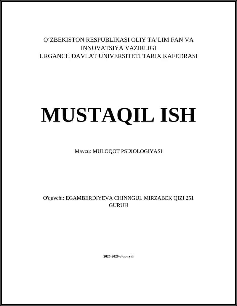 MULOQOT PSIXOLOGIYASI