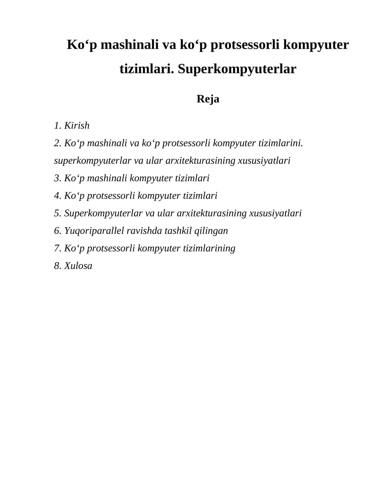Kompyuter tizimlari va tarmoqlari hisoblash vositalari