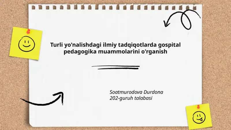 Turli yo'nalishdagi ilmiy tadqiqotlarda gospital pedagogika muammolarini o'rganish