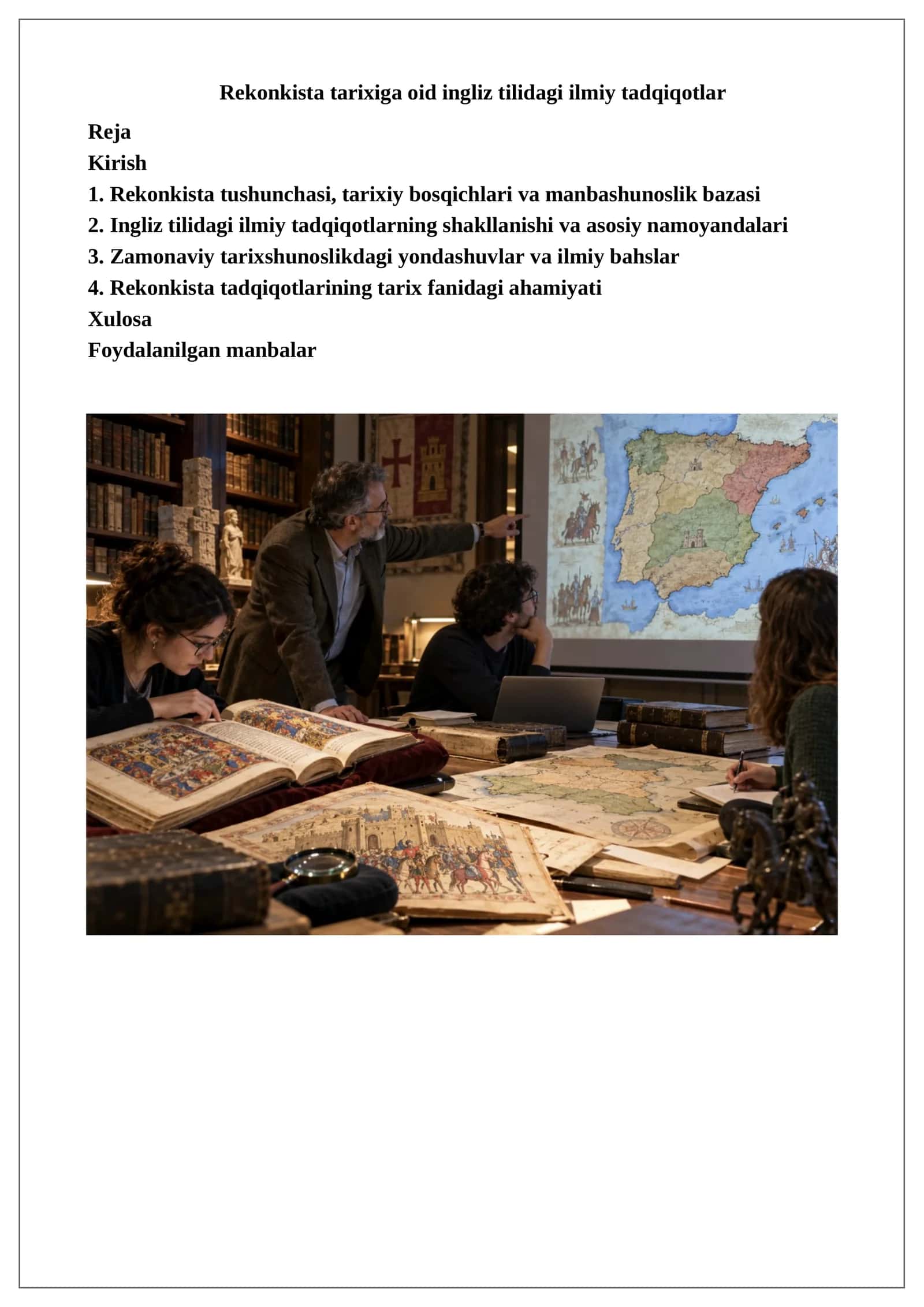 Rekonkista tarixiga oid ingliz tilidagi ilmiy tadqiqotlar