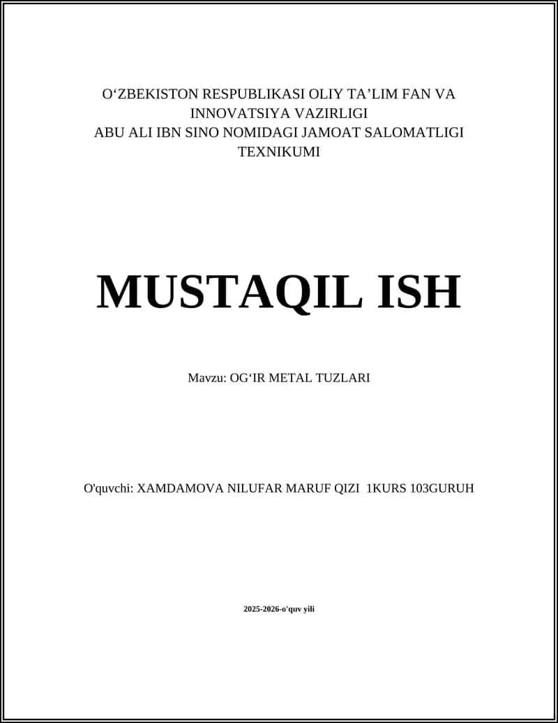 OGʻIR METAL TUZLARI