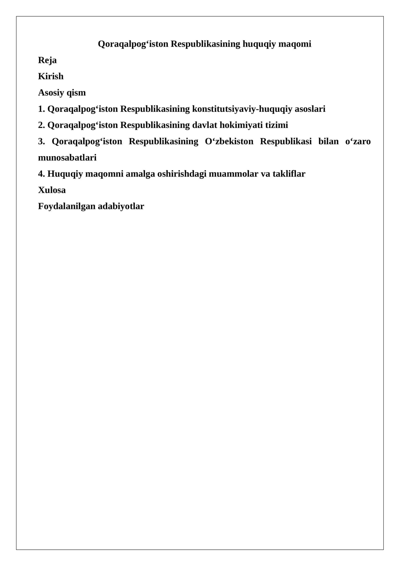 Qoraqalpog‘iston Respublikasining huquqiy maqomi