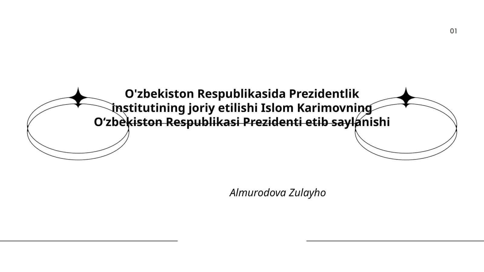O'zbekiston Respublikasida Prezidentlik institutining joriy etilishi Islom Karimovning Oʻzbekiston Respublikasi Prezidenti etib saylanishi Almurodova Zulayho