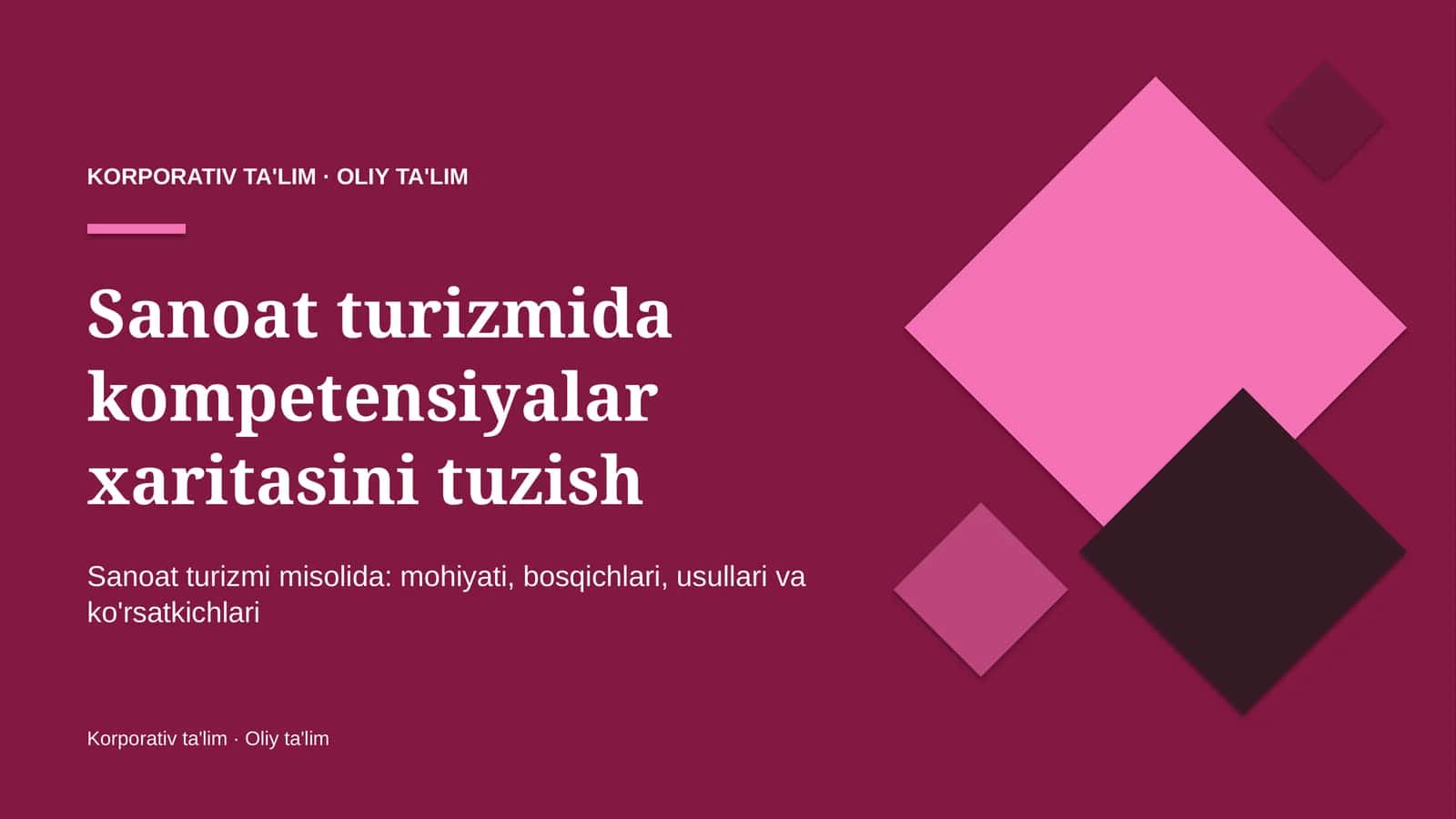 Sanoat turizmida kompetensiyalar xaritasini tuzish