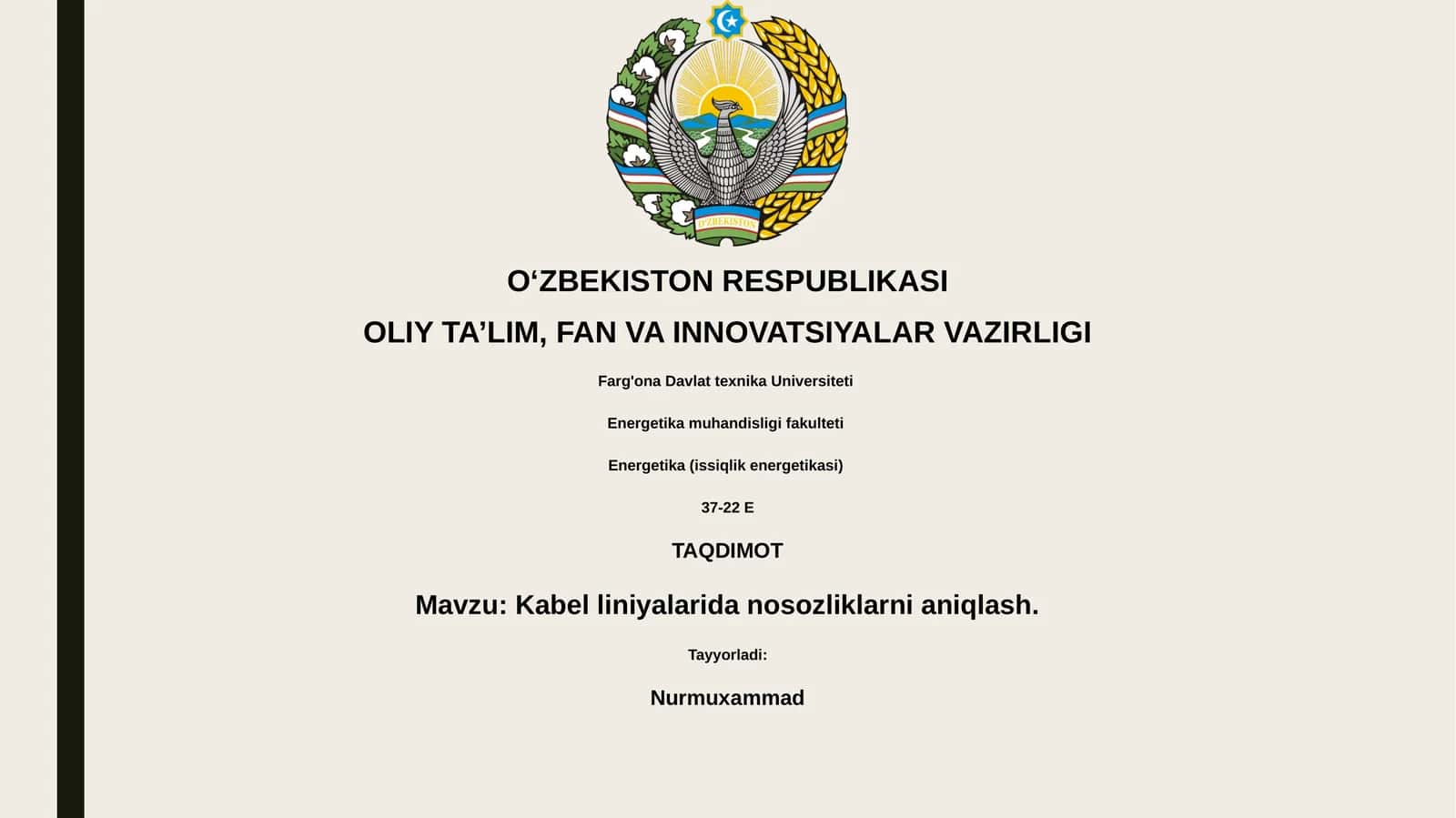 Kabel liniyalarida nosozliklarni aniqlash