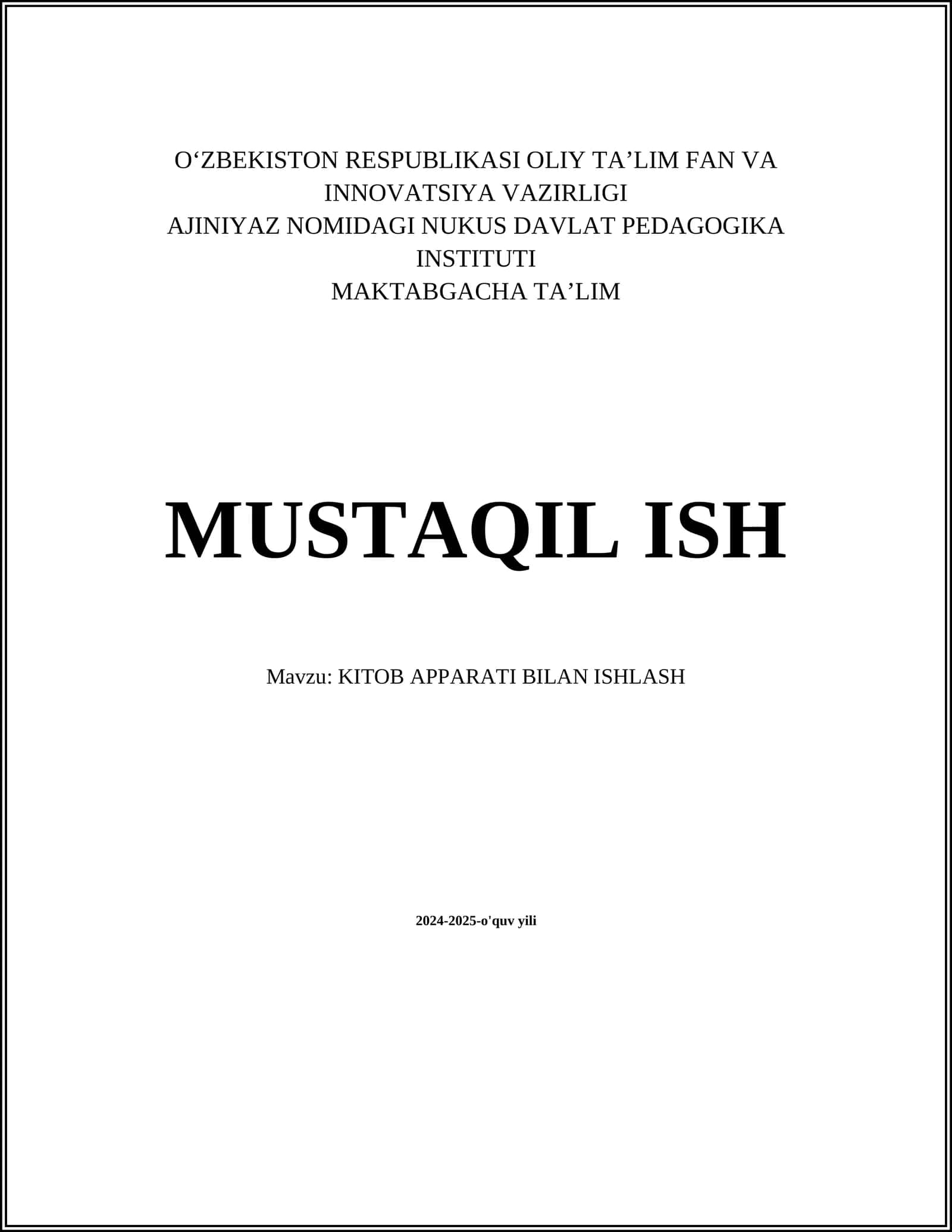 KITOB APPARATI BILAN ISHLASH