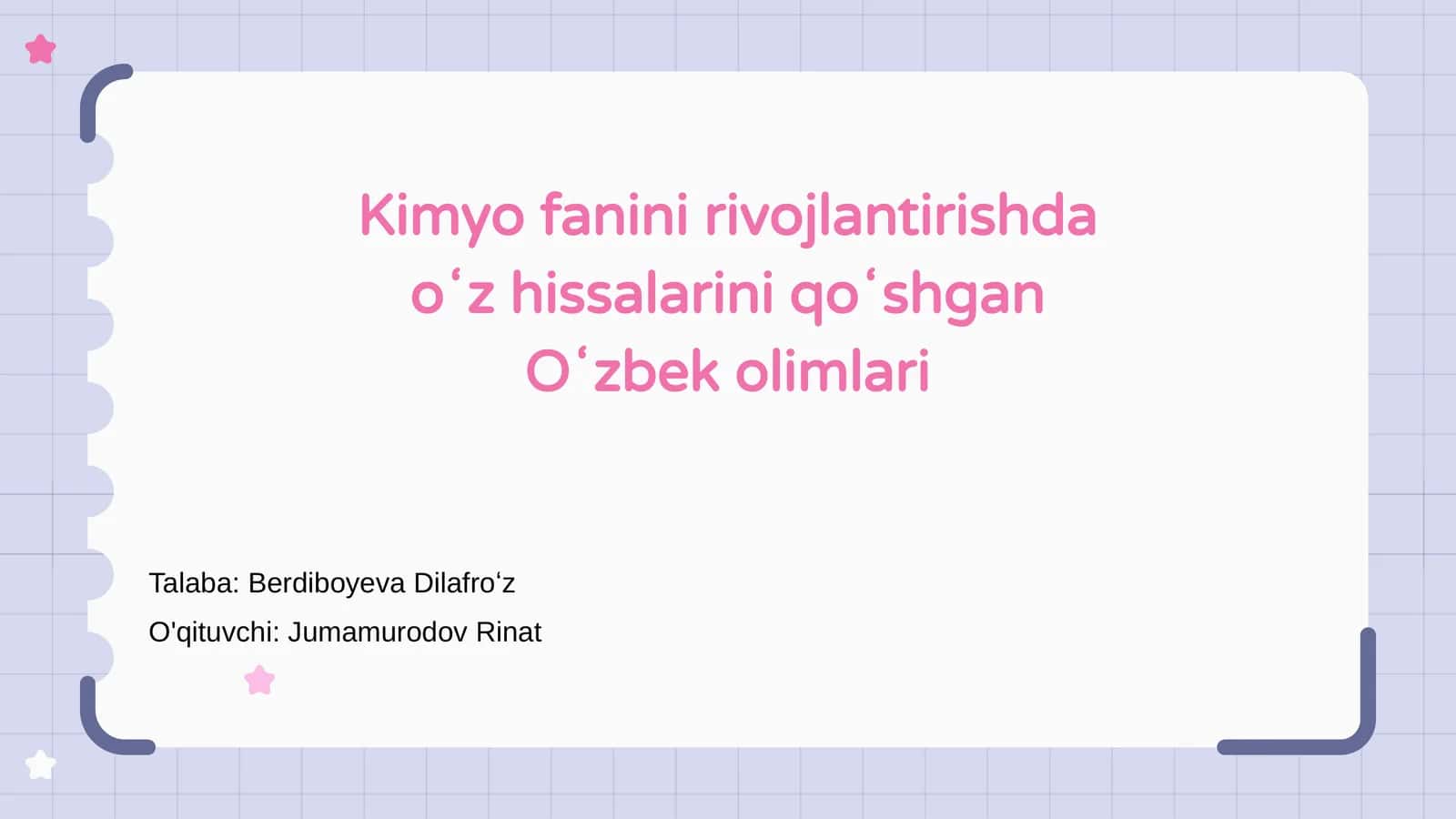 O'zbek olimlari kimyo sohasidagi ilk yutuqlari