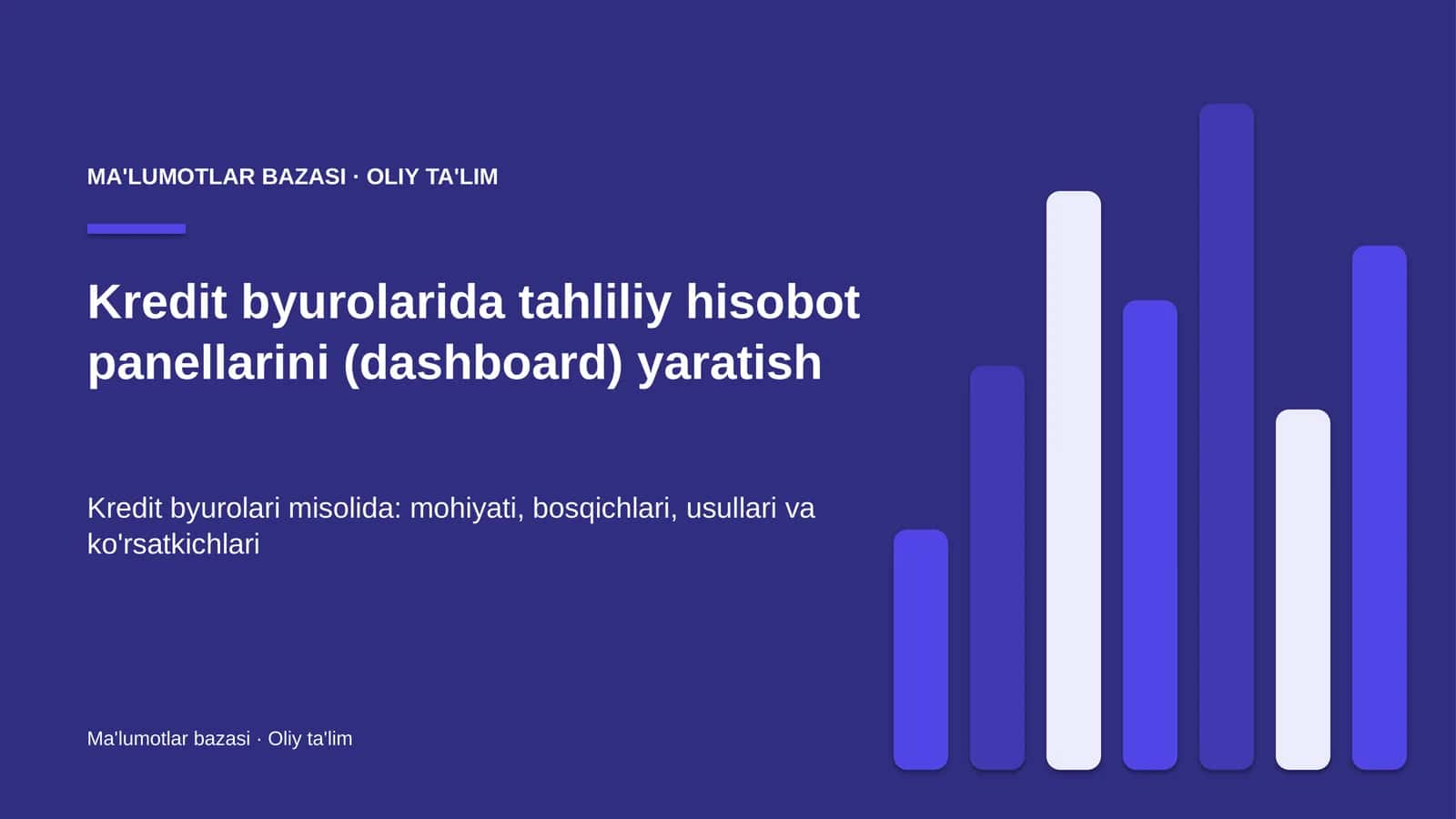 Kredit byurolarida tahliliy hisobot panellarini (dashboard) yaratish
