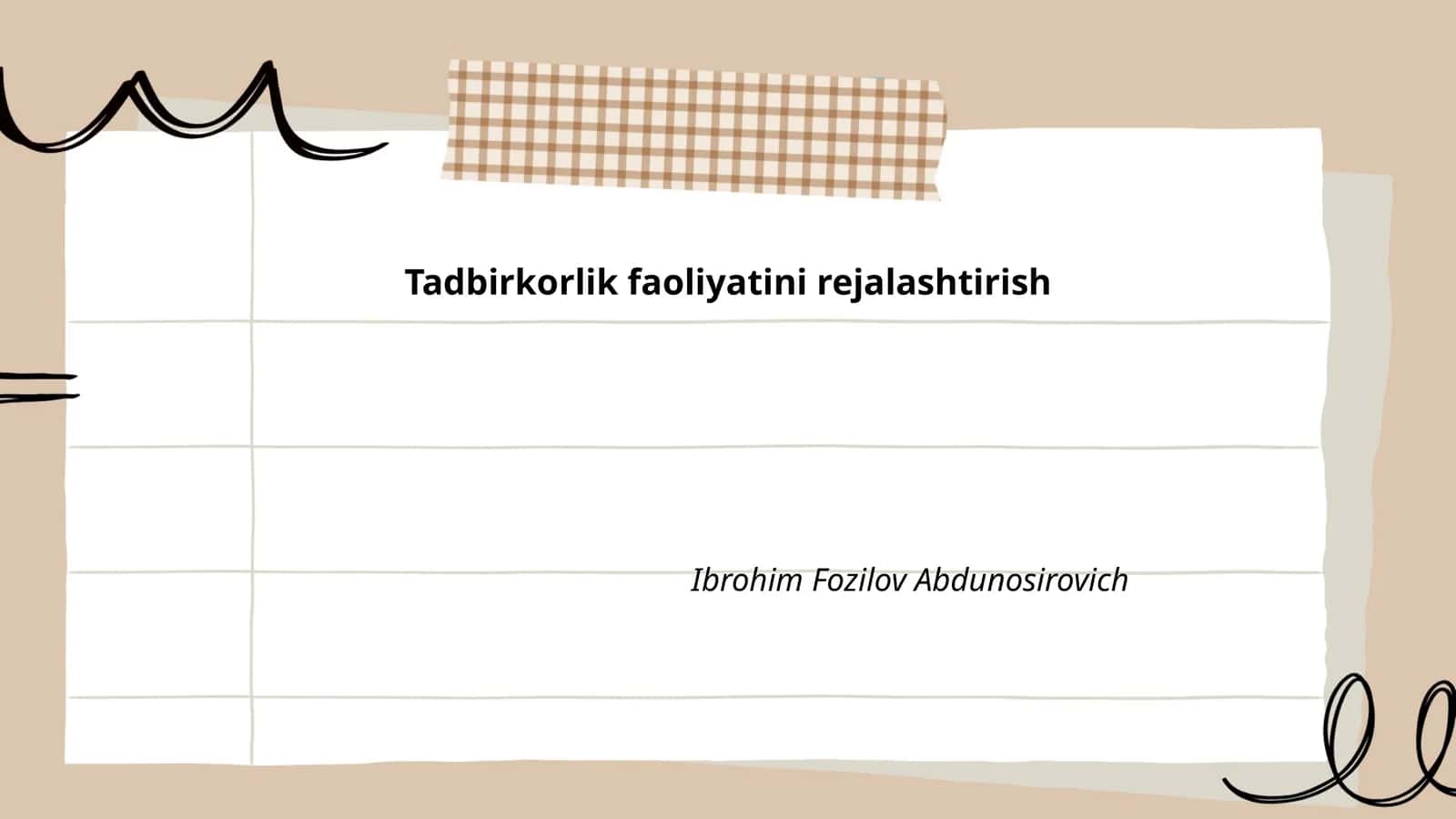 Tadbirkorlik faoliyatini rejalashtirish