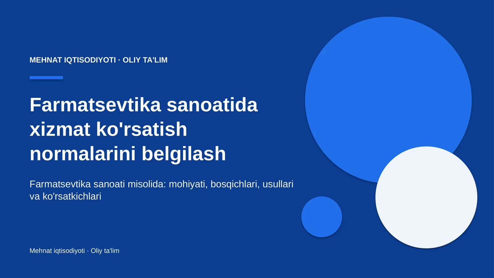 Farmatsevtika sanoatida xizmat ko'rsatish normalarini belgilash