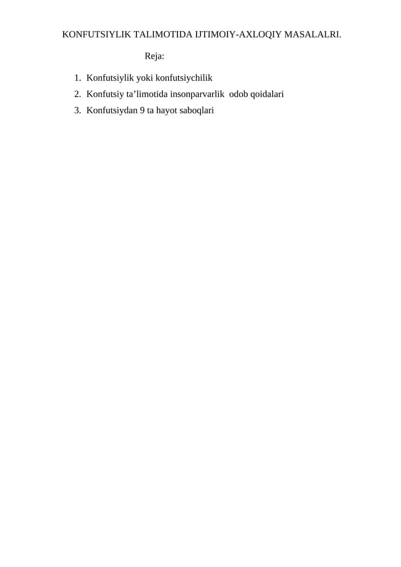 Konfutsiylik Talimotida Ijtimoixiy-Axloqiy Masalalari