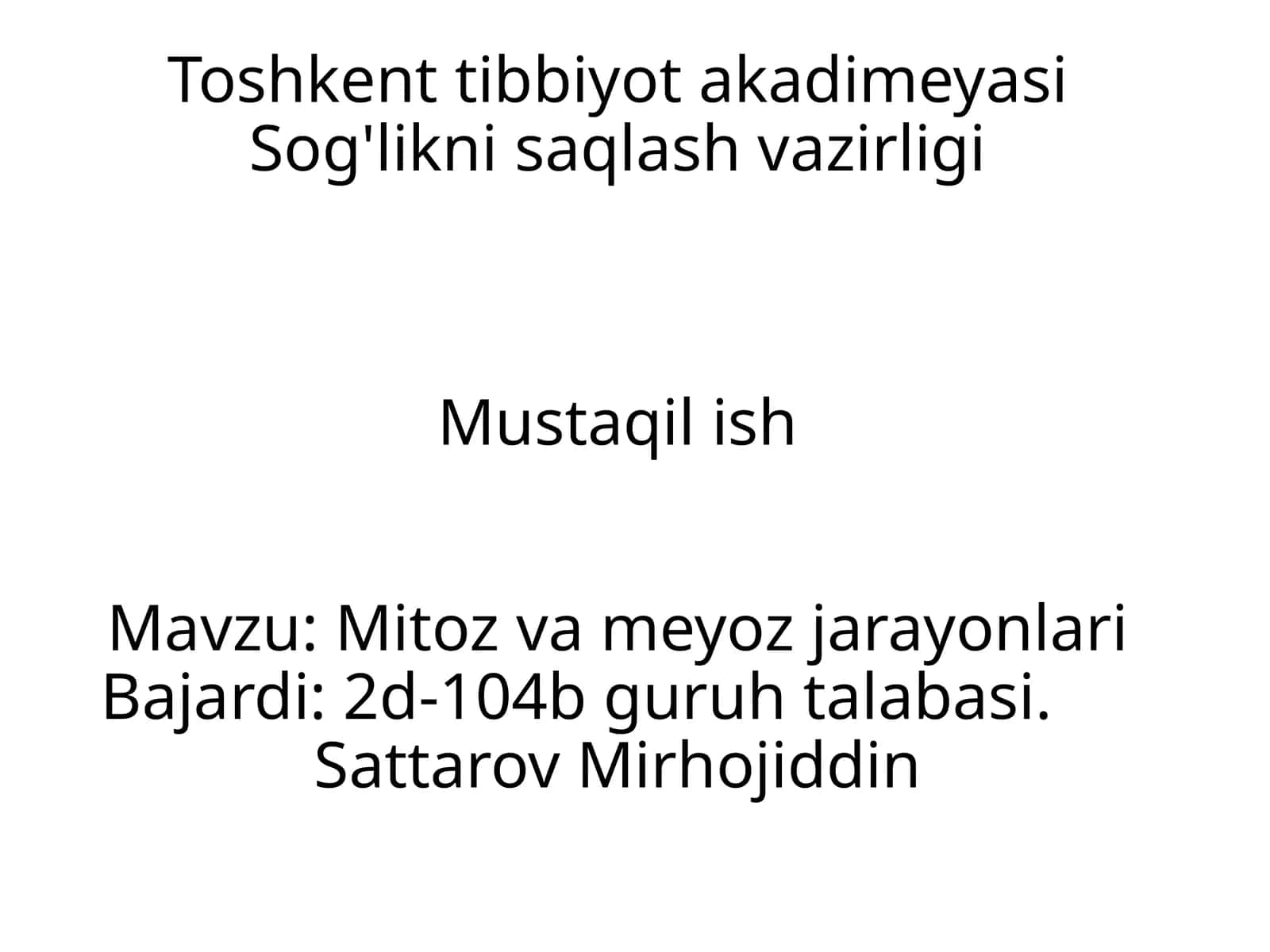 Mitoz va meyoz jarayonlari