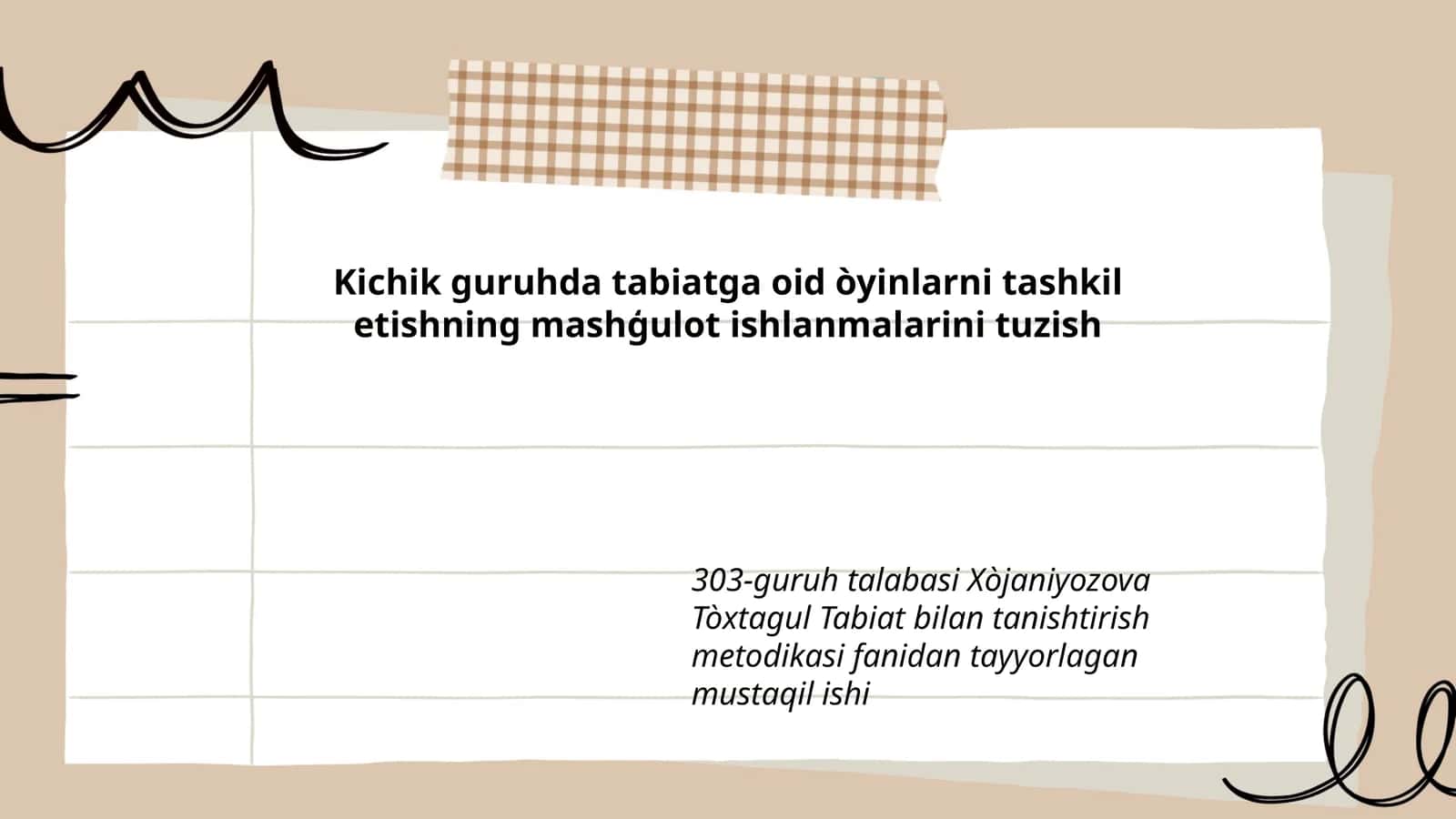 Xòjaniyozova Tòxtagul Tabiat bilan tanishtirish metodikasi