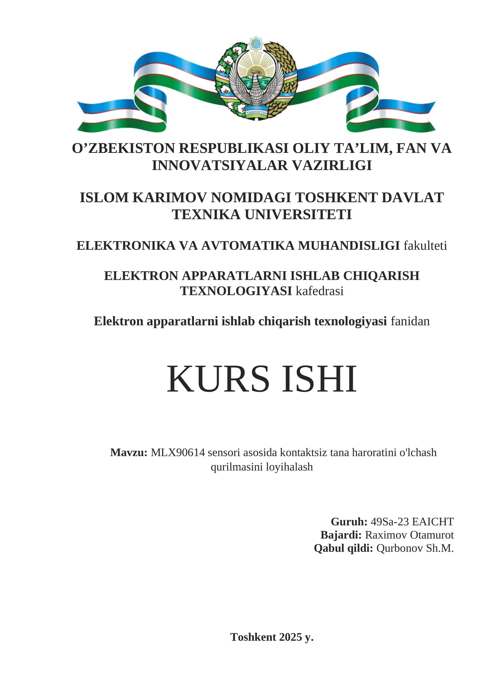 Kontaktsiz tana harorati olchash qurilmasi