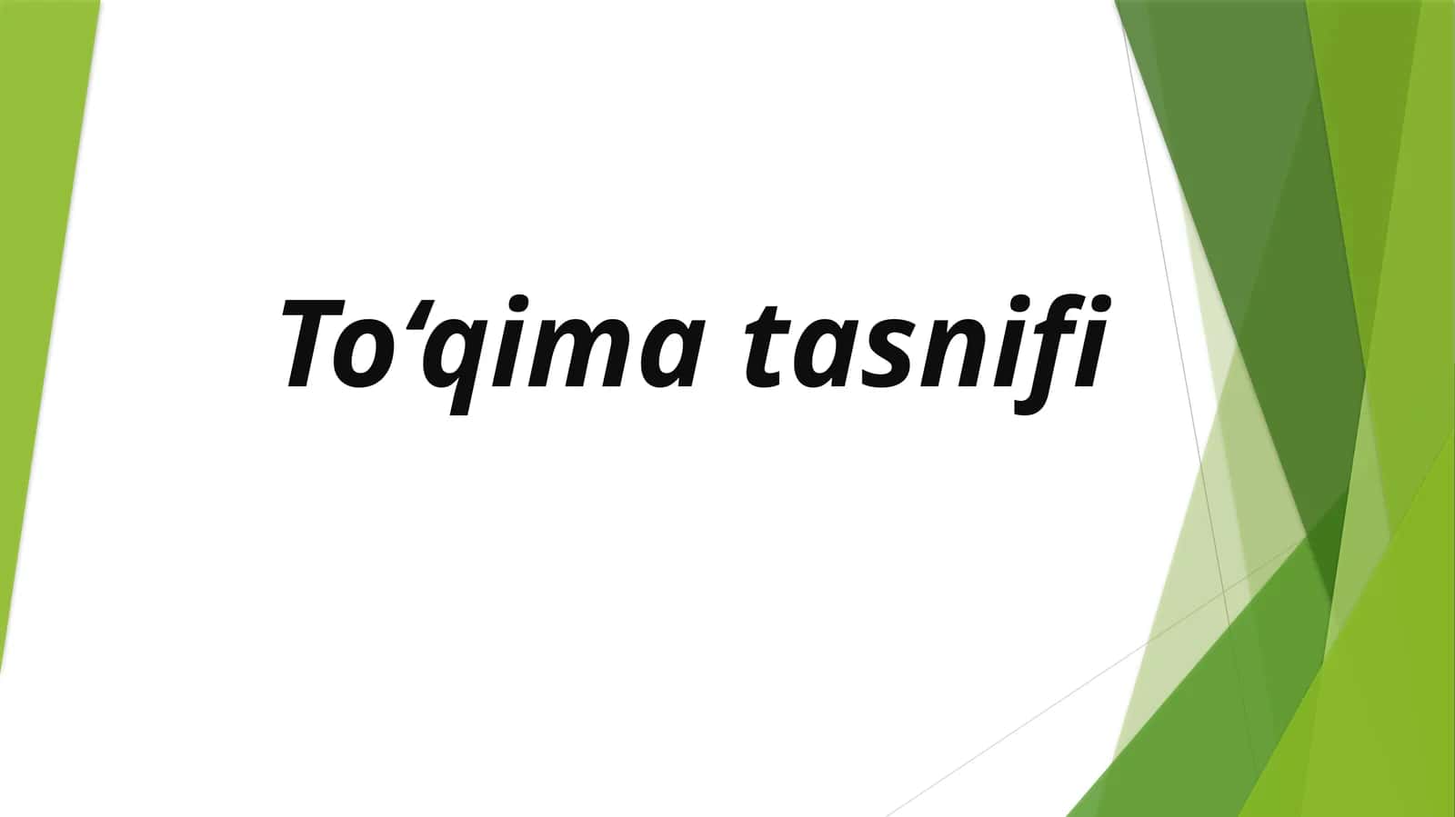 To'qima tasnifi haqida