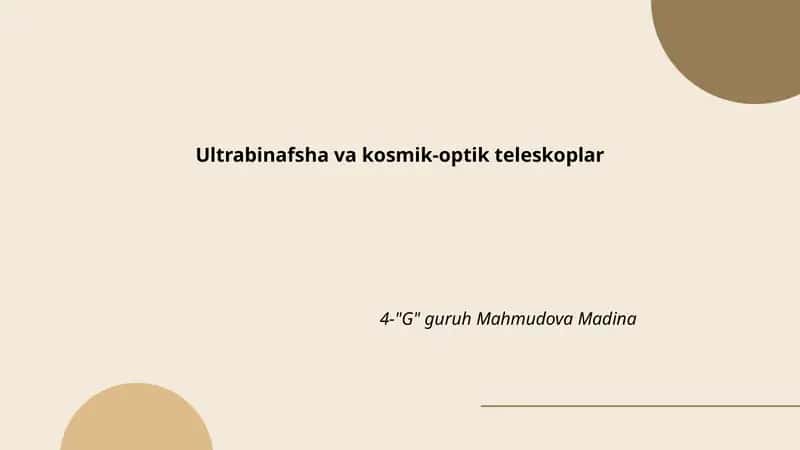 Ultrabinafsha va kosmik-optik teleskoplar