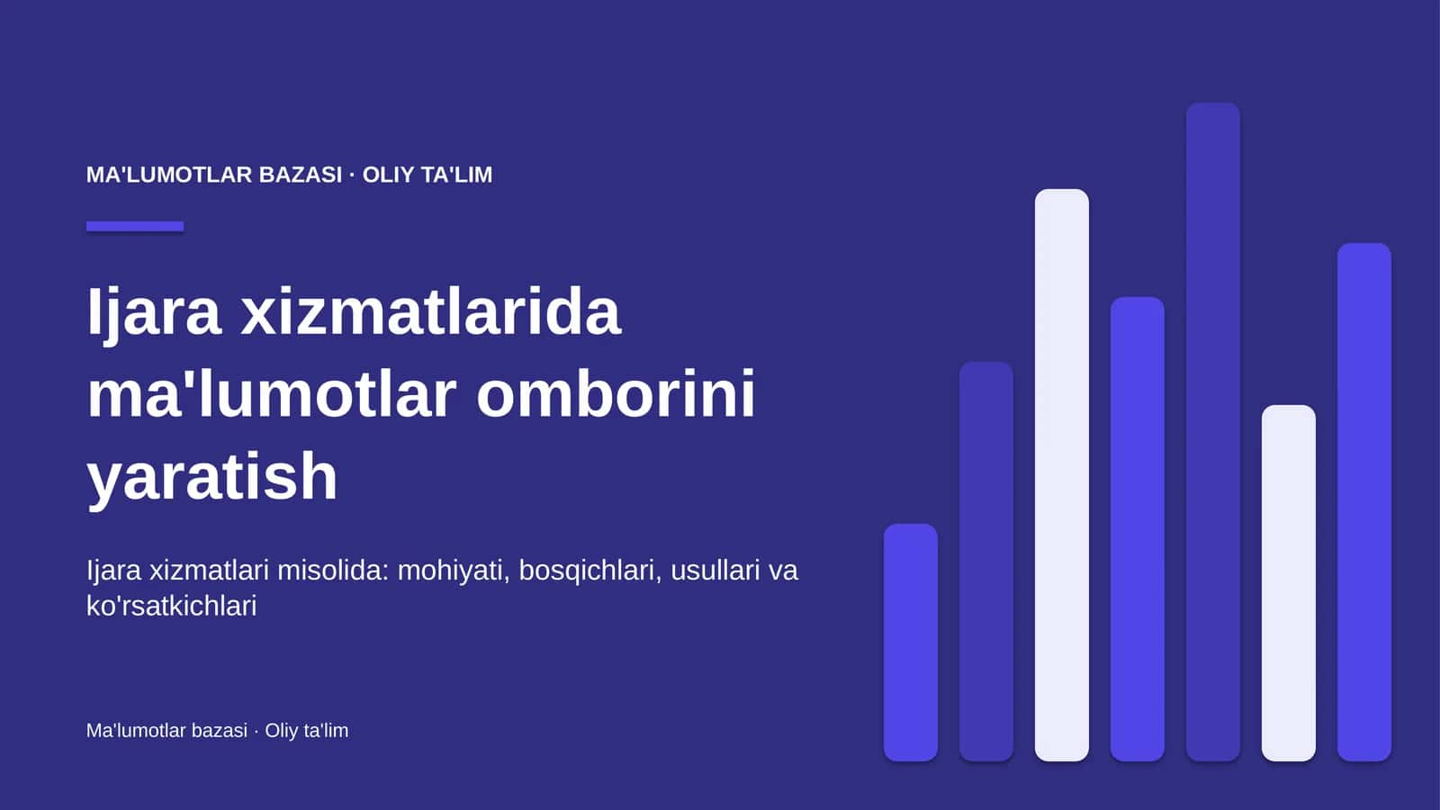 Ijara xizmatlarida ma'lumotlar omborini yaratish