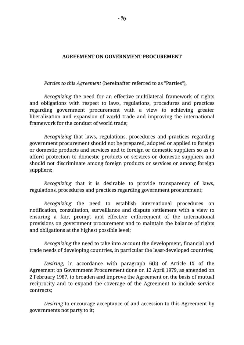 AGREEMENT ON GOVERNMENT PROCUREMENT