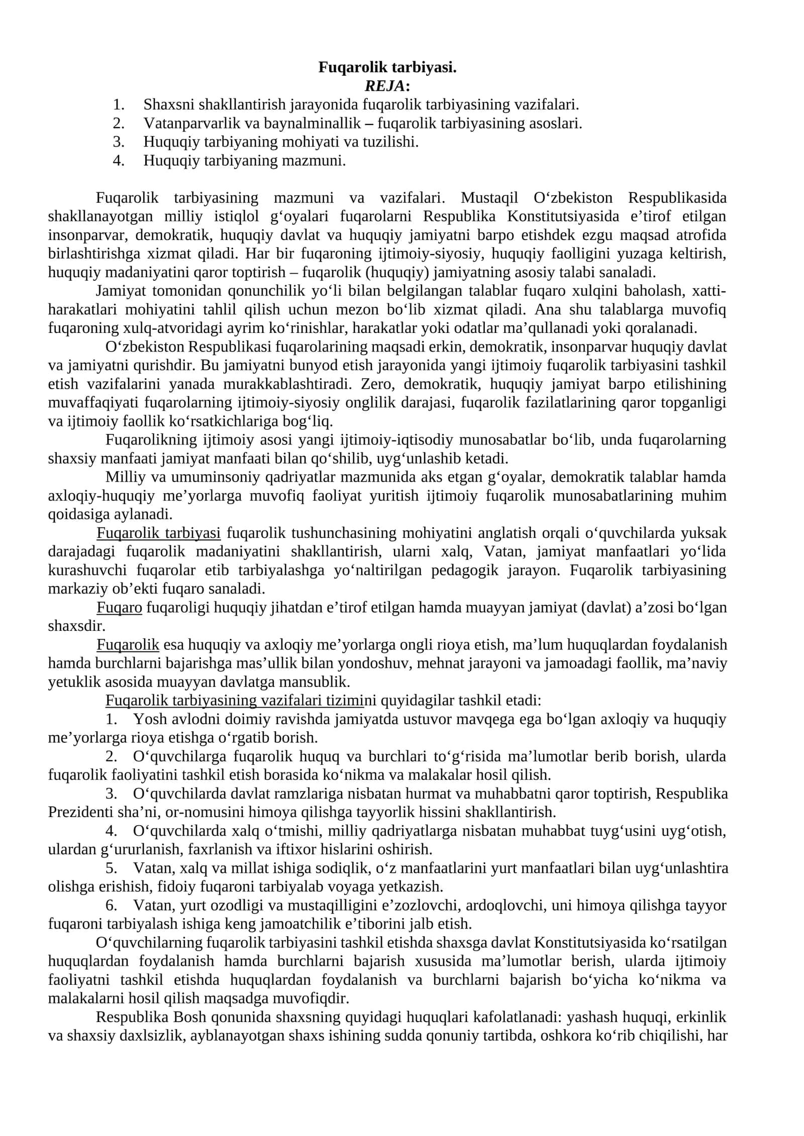 Fuqarolik tarbiyasi