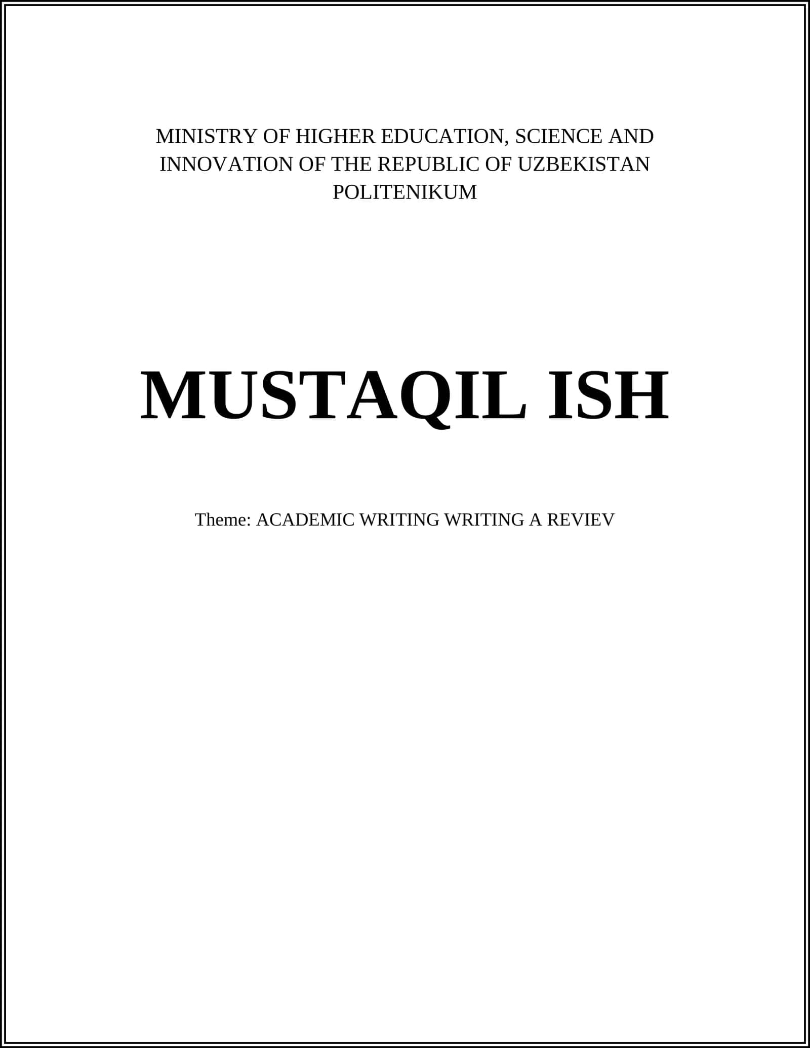 ACADEMIC WRITING WRITING A REVIEV