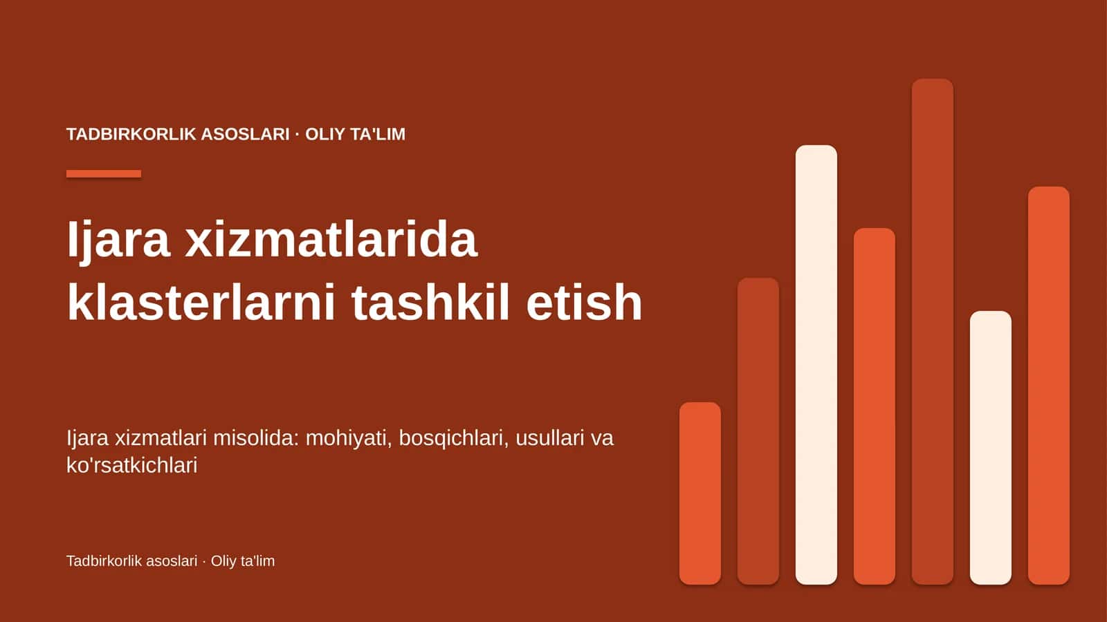 Ijara xizmatlarida klasterlarni tashkil etish
