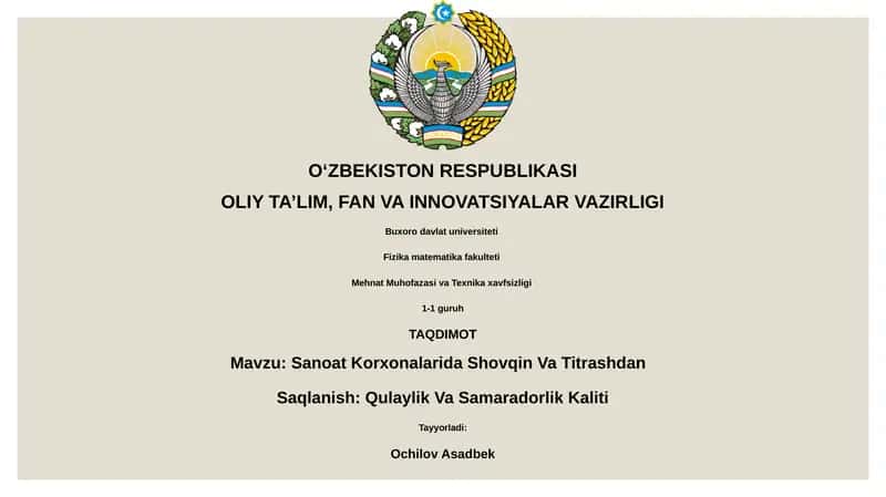 Sanoat Korxonalarida Shovqin Va Titrashdan Saqlanish: Qulaylik Va Samaradorlik Kaliti