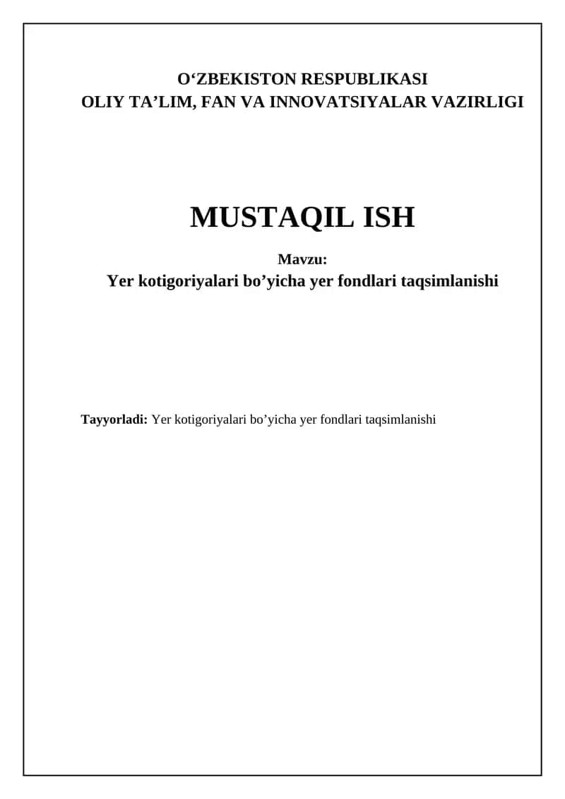 Yer fondini taqsimlanishi