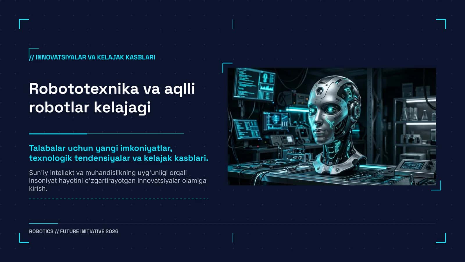 Robototexnika va aqlli robotlar: kelajak texnologiyalari va AI | 15 slayd