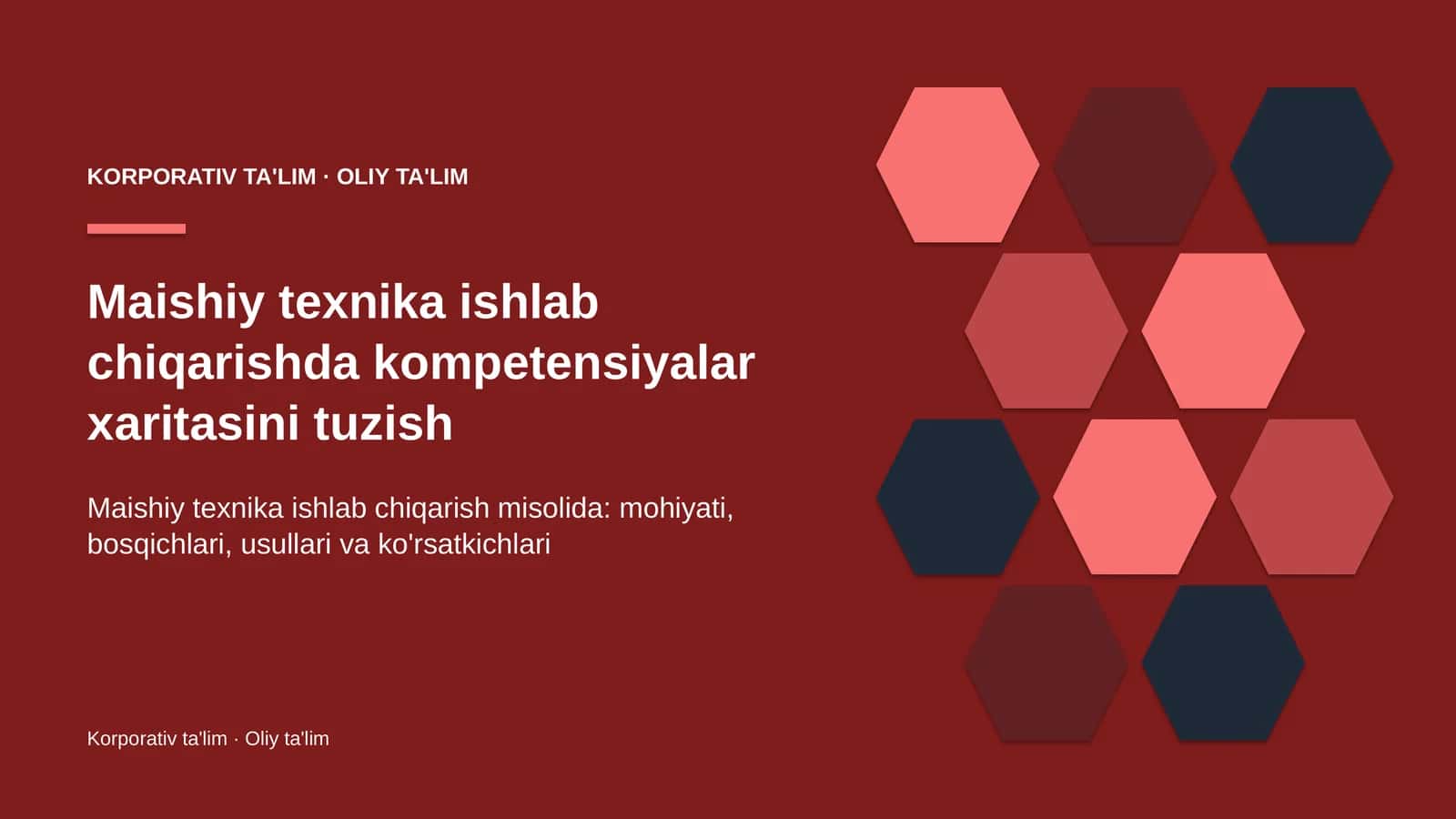 Maishiy texnika ishlab chiqarishda kompetensiyalar xaritasini tuzish