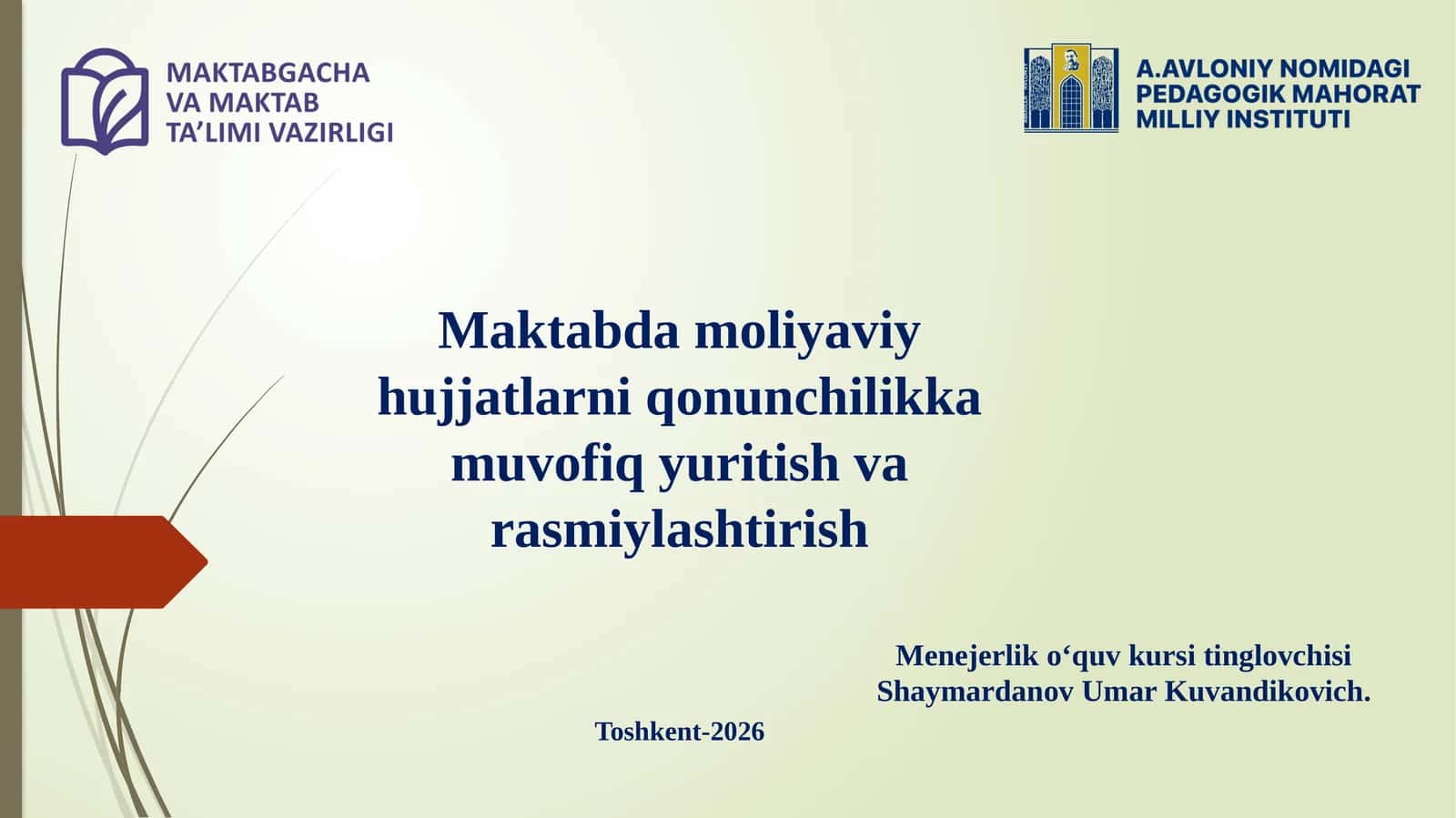 Moliyaviy hujjatlar yuritishi