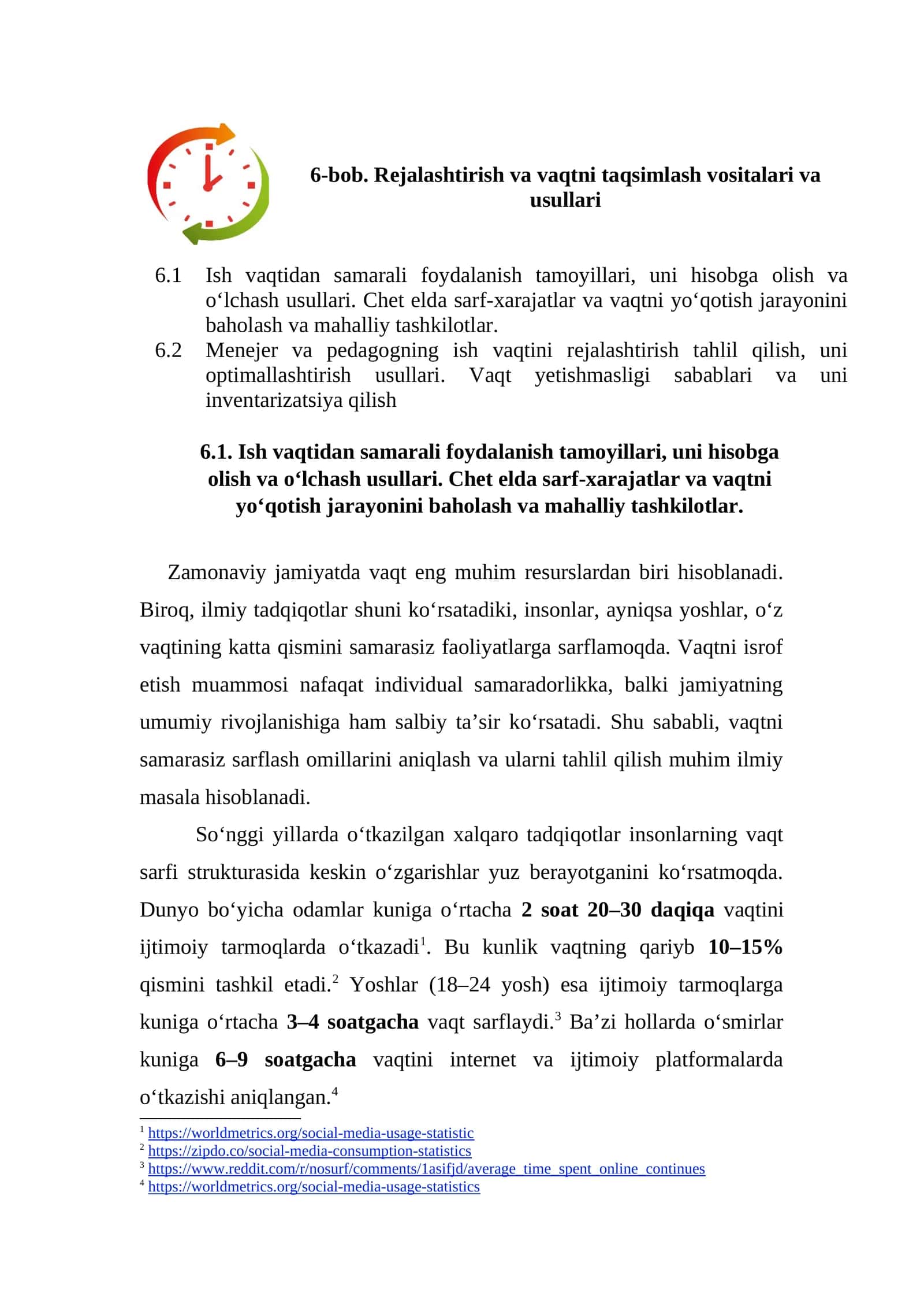 Vaqtni rejalashtirish Mustaqil ish