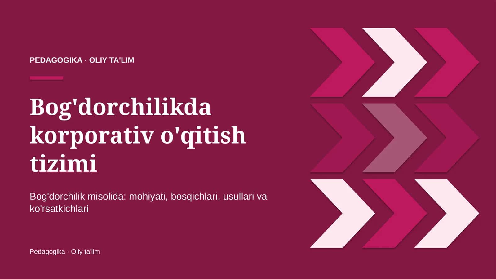 Bog'dorchilikda korporativ o'qitish tizimi