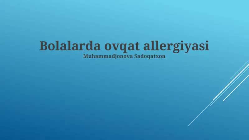Bolalarda Oziq-ovqat Allergiyasi
