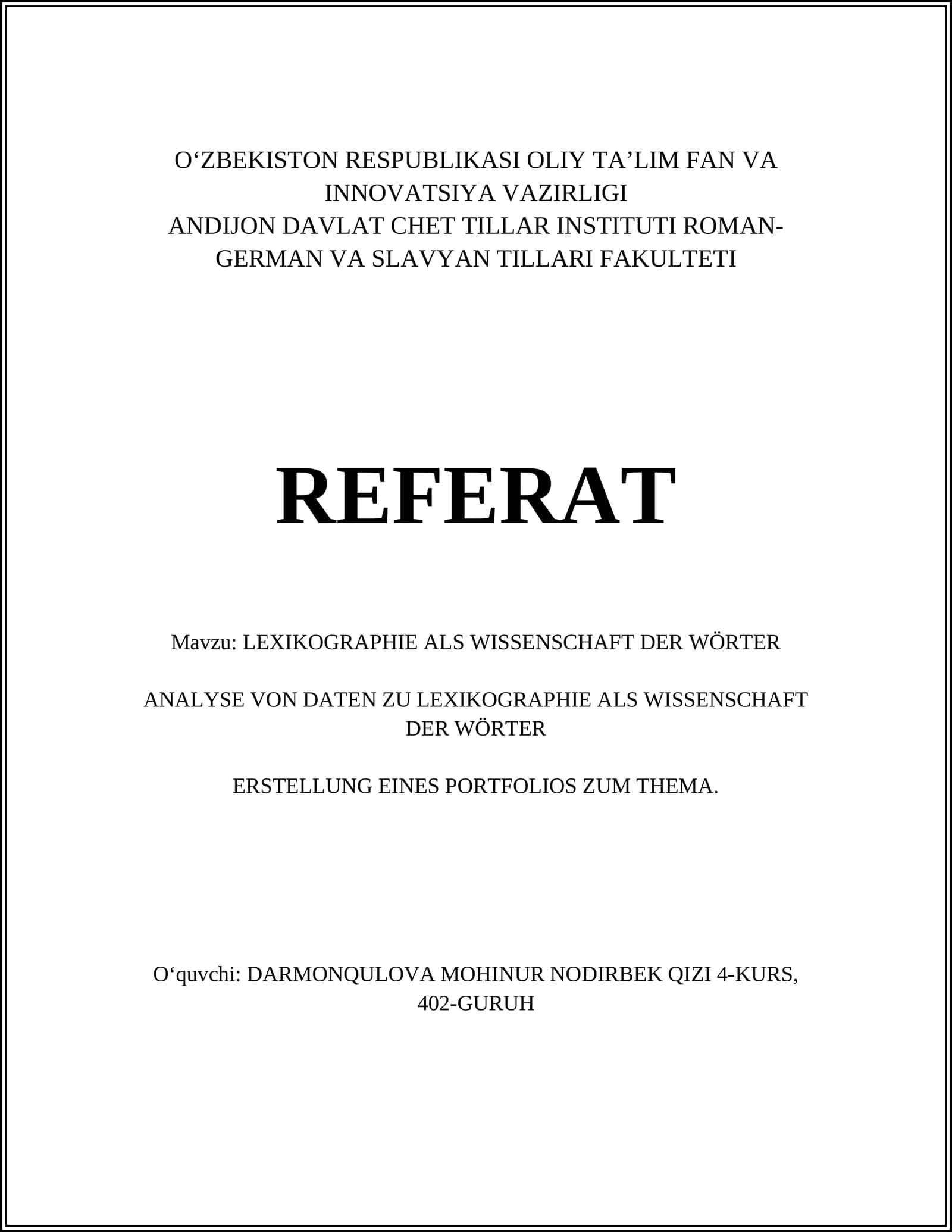 LEXIKOGRAPHIE ALS WISSENSCHAFT DER WÖRTER
