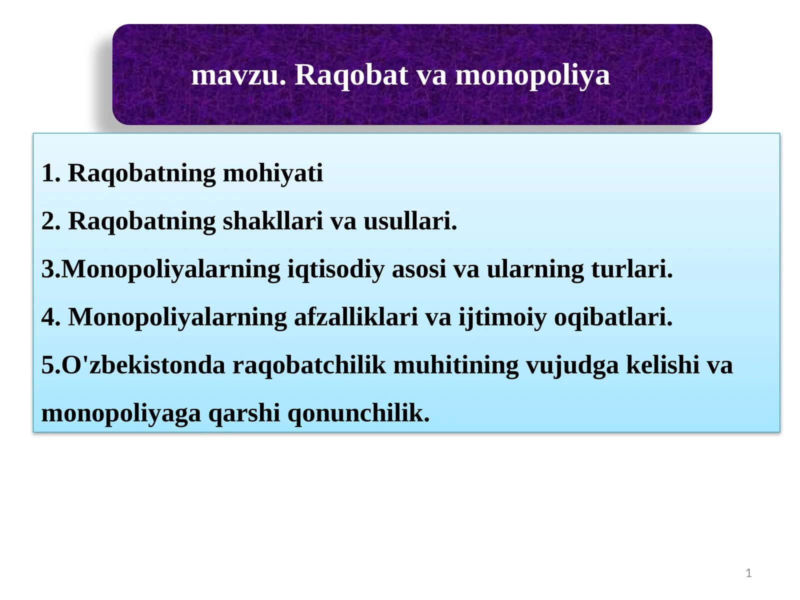 Raqobatning mohiyati