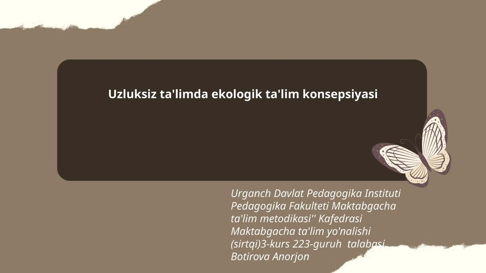 Uzluksiz ta'limda ekologik ta'lim konsepsiyasi
