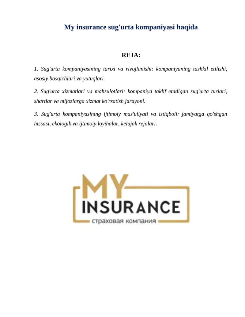 My Insurance sug'urta kompaniyasi