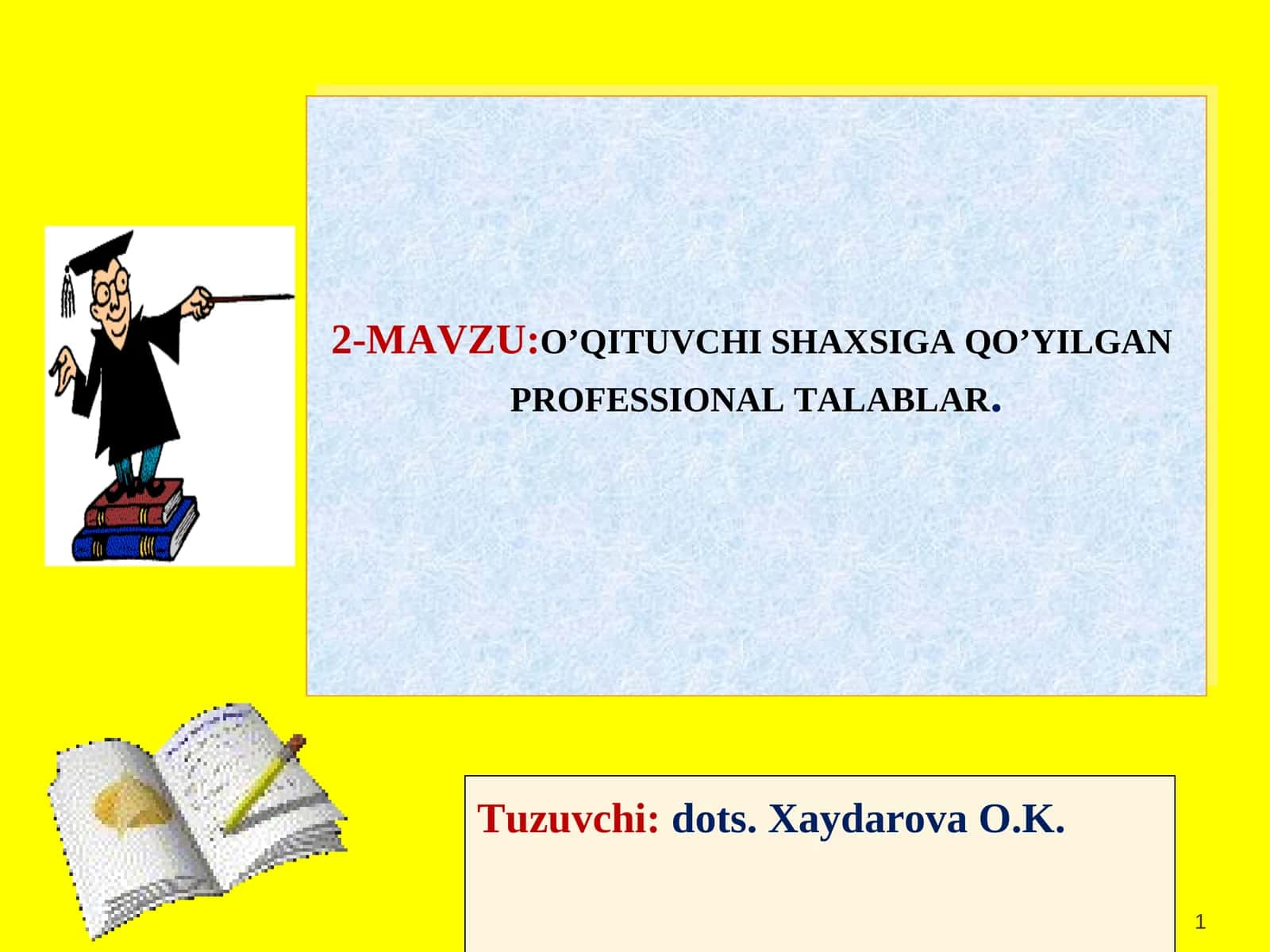 O’QITUVCHI SHAXSIGA QO’YILGAN PROFESSIONAL TALABLAR