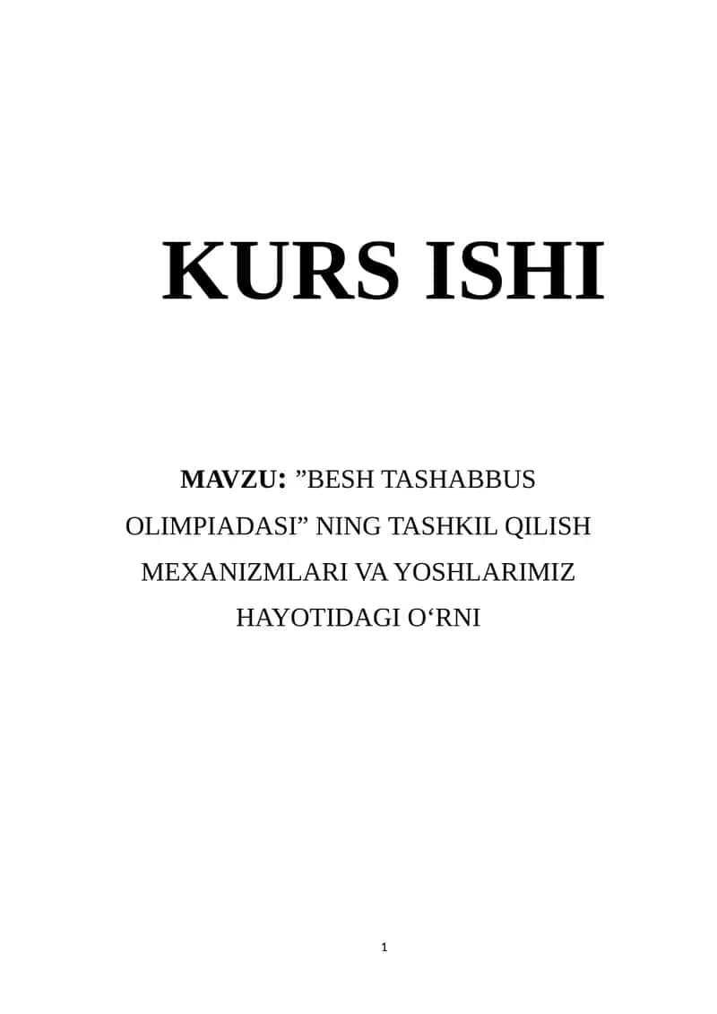 Besh Tashabbus Olimpiadasi Mexanizmlari