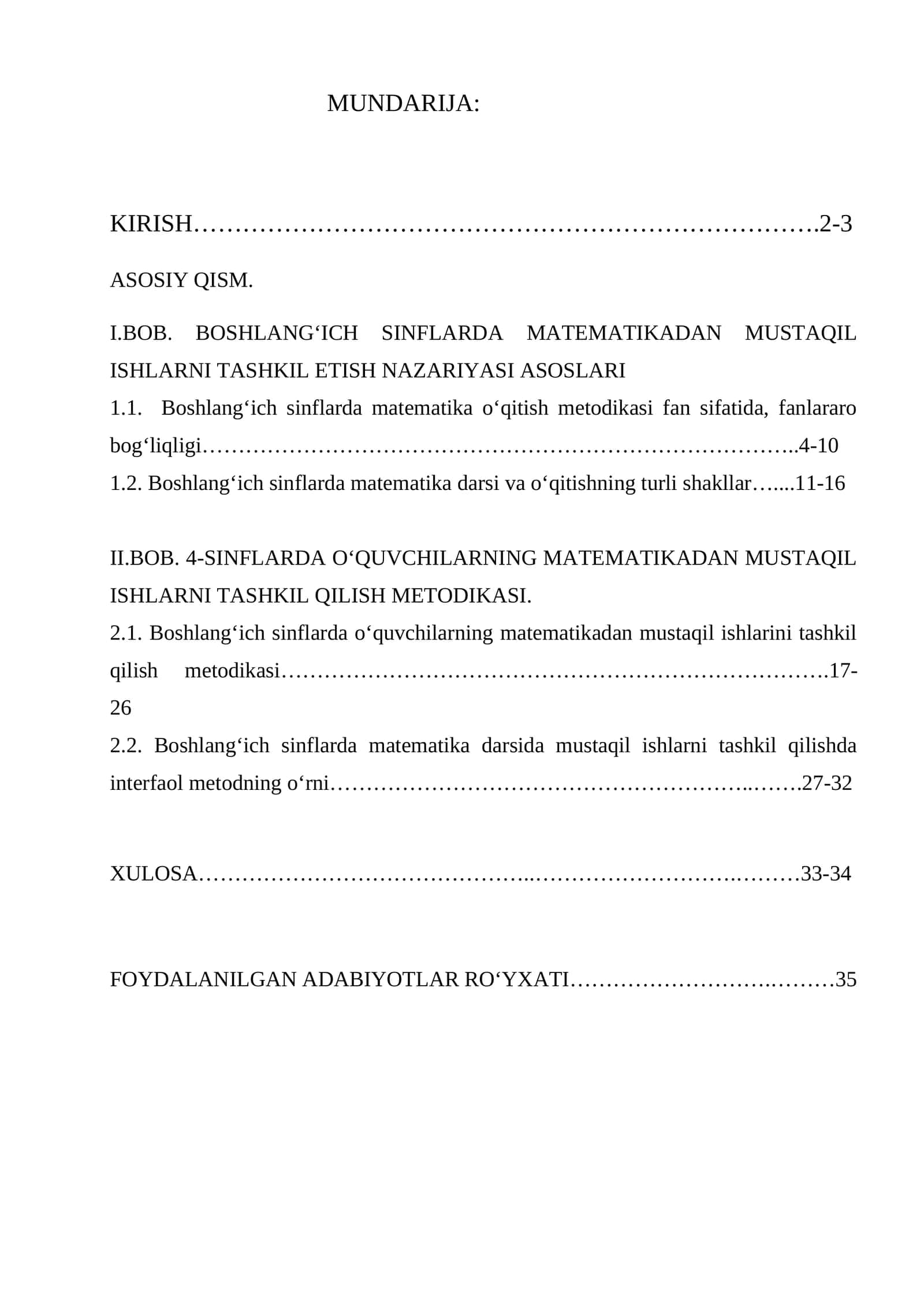 BOB. BOSHLANG‘ICH SINFLARDA MATEMATIKADAN MUSTAQIL ISHLARNI TASHKIL ETISH NAZARIYASI ASOSLARI
