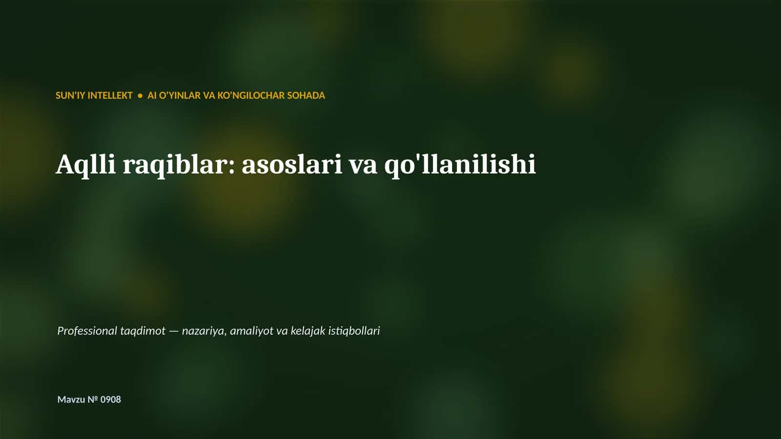 Professional taqdimot — nazariya, amaliyot va kelajak istiqbollari