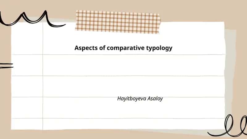 Aspects of comparative typology