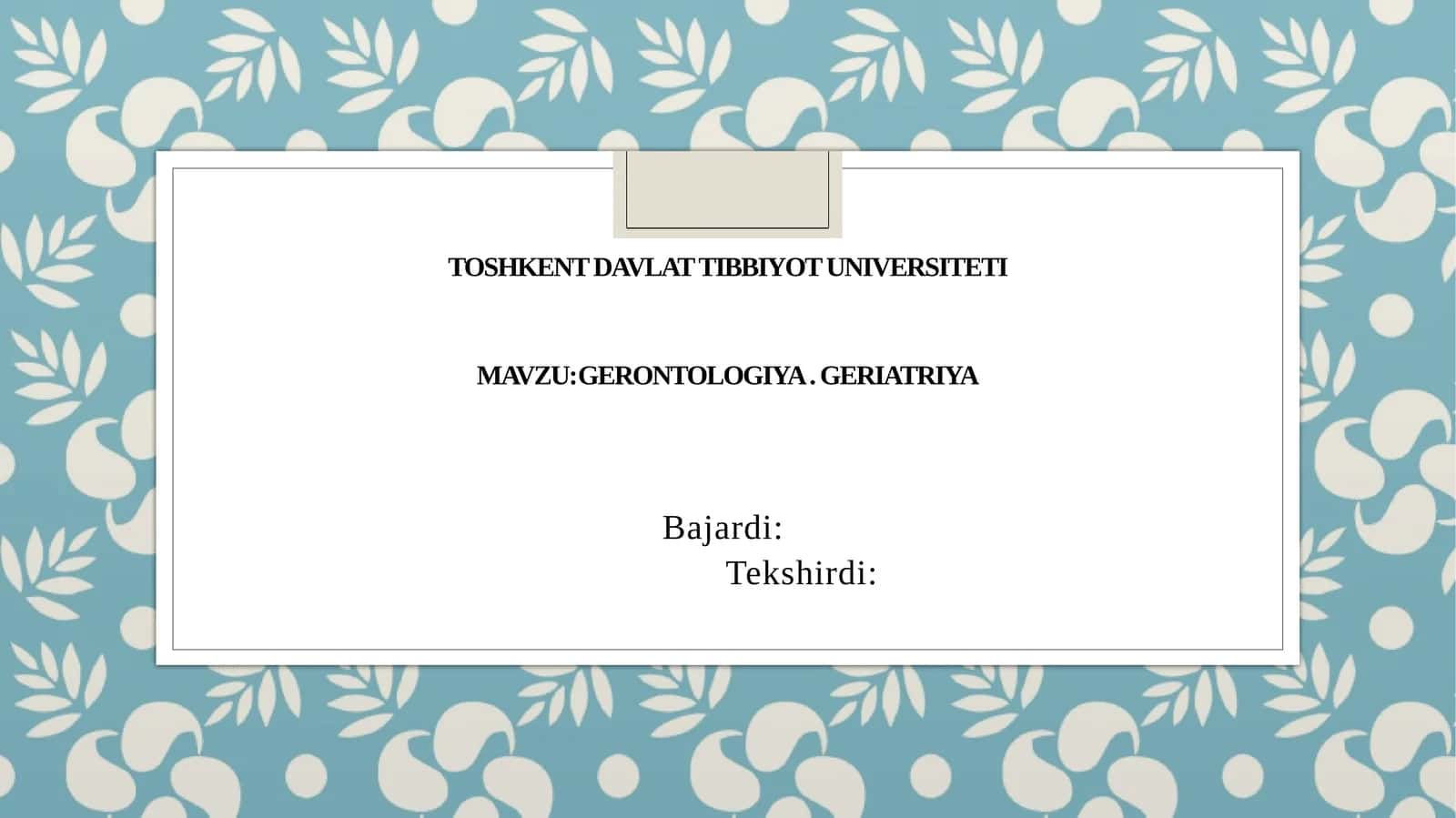 Gerontologiya.Geriatriya