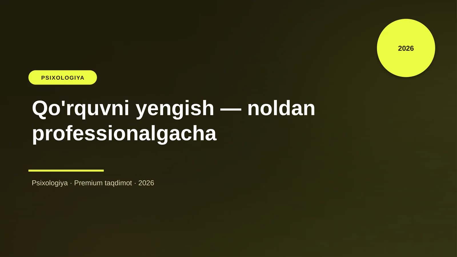 Qo'rquvni yengish — noldan professionalgacha