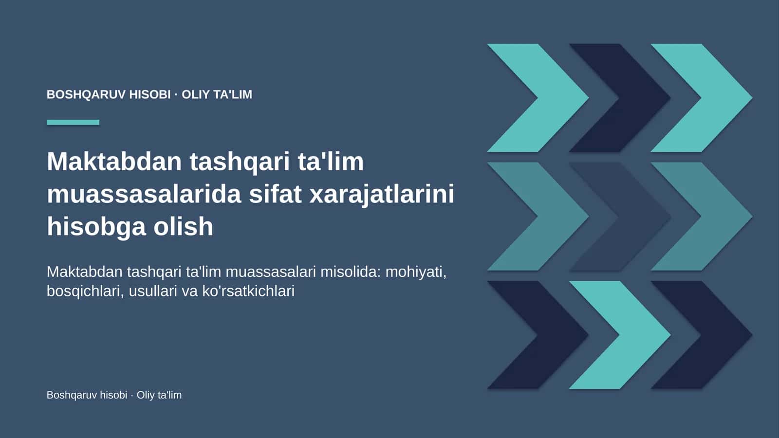 maktabdan tashqari ta'lim muassasalarida sifat xarajatlarini hisobga olish 7744