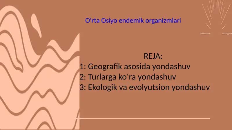 O'rta Osiyo endemik organizmlari