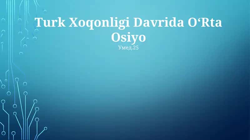 Turk Xoqonligi Davrida OʻRta Osiyo