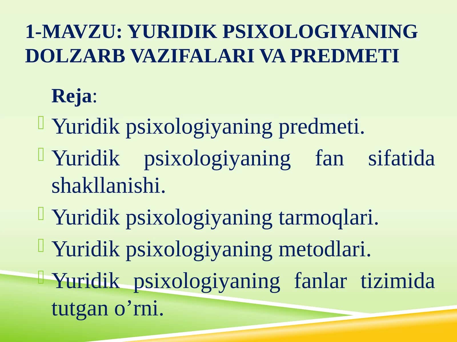 Yuridik Psixologiyani O'rganish Daftar